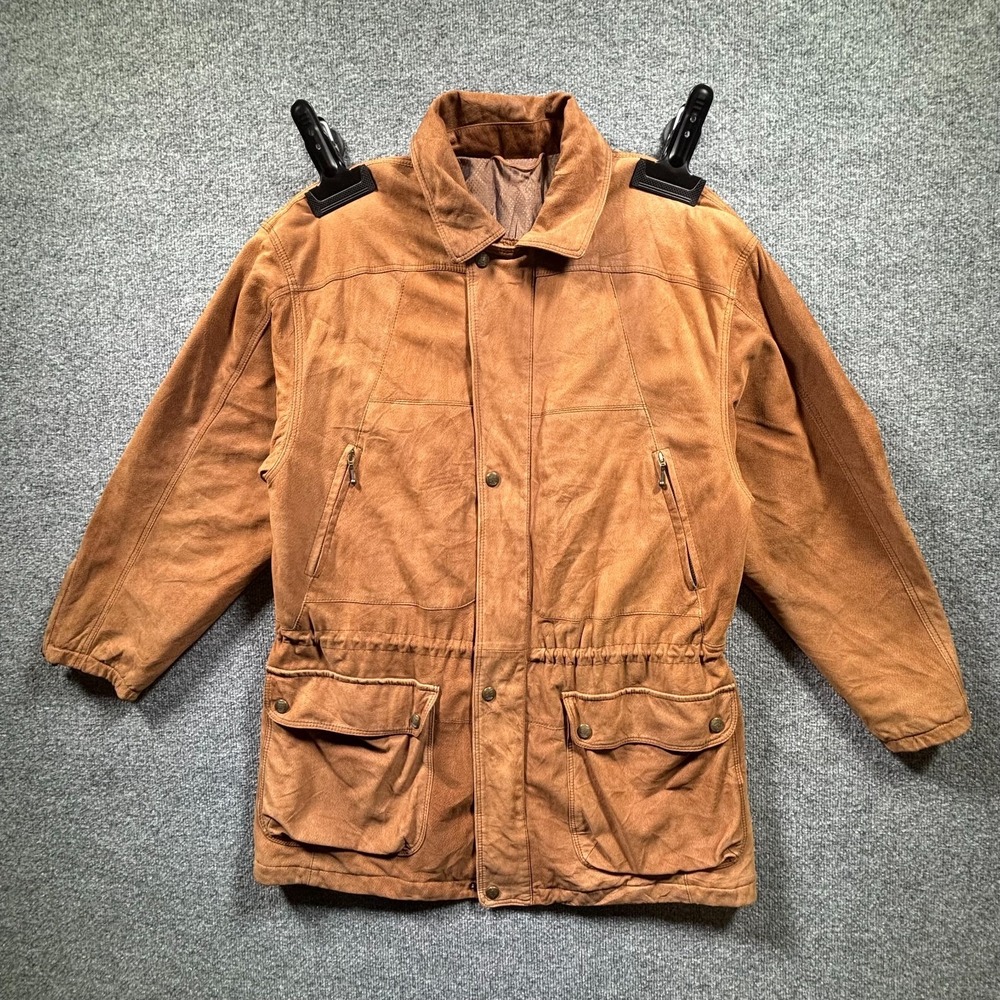 Paul Stuart Shacket Jacket Men's 50 Brown Suede Utility Workwear Collared Zip-Up